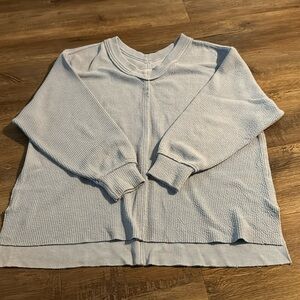 Aerie blue ribbed v neck sweater. Size medium. Worn once maybe if worn at all.